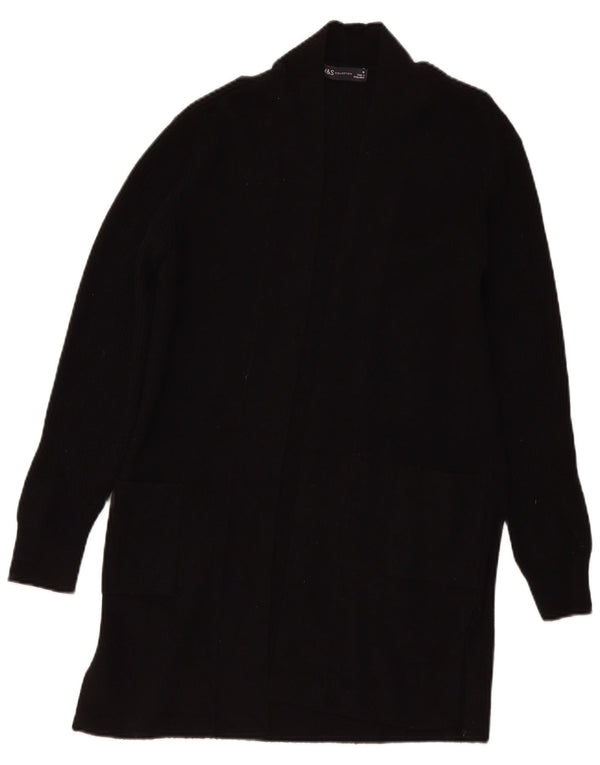 Suéter cardigã feminino Longline Marks & Spencer Reino Unido 10 pequeno preto