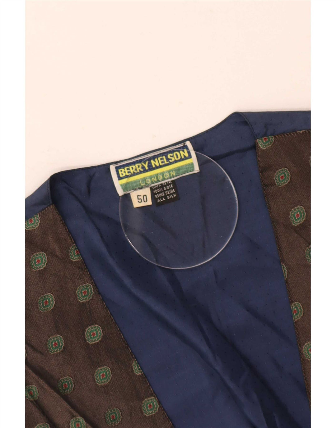 Colete masculino vintage IT 50 médio cáqui geométrico