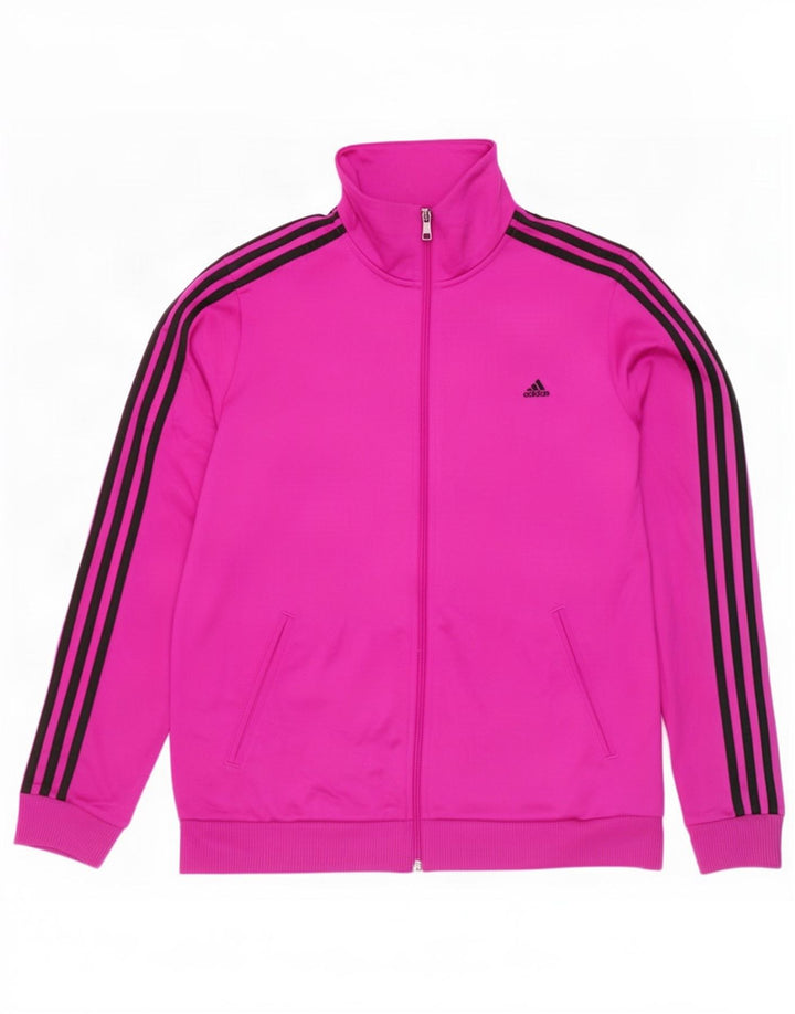 Adidas Womens Tracksuit Top Jacket UK 16/18 Grande Rosa Poliéster