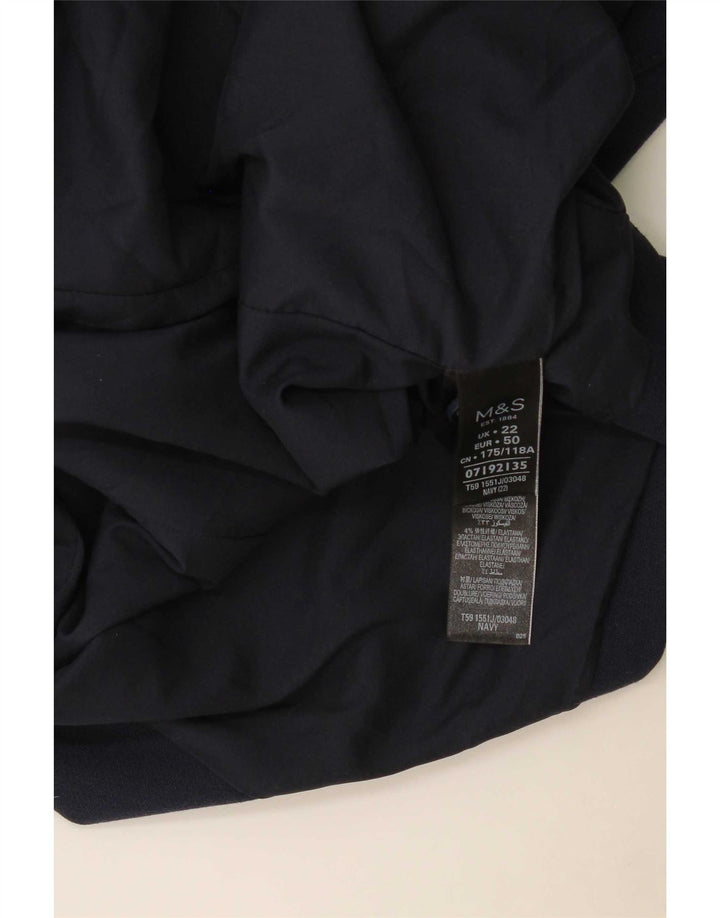 Jaqueta blazer feminina Marks & Spencer com 1 botão Reino Unido 22 3XL azul marinho poliéster
