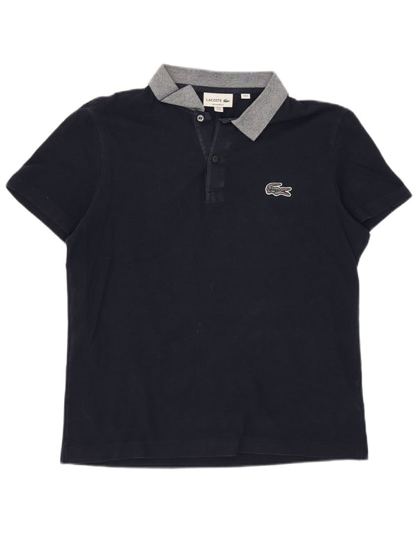 Camisa polo masculina Lacoste Regular Fit tamanho 4 médio azul marinho algodão