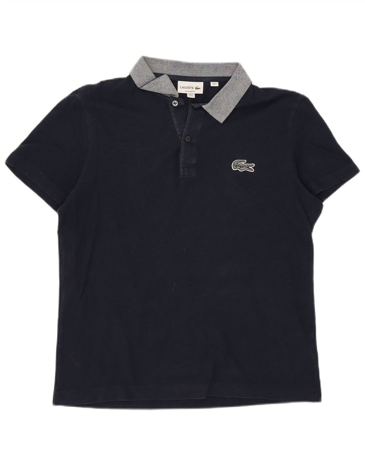 Camisa polo masculina Lacoste Regular Fit tamanho 4 médio azul marinho algodão