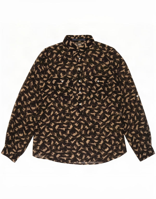 Blusa feminina transparente Zara UK 10 pequena estampa animal preta