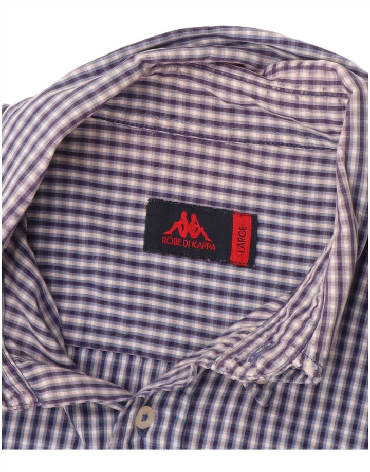 Camisa masculina KAPPA grande algodão xadrez azul