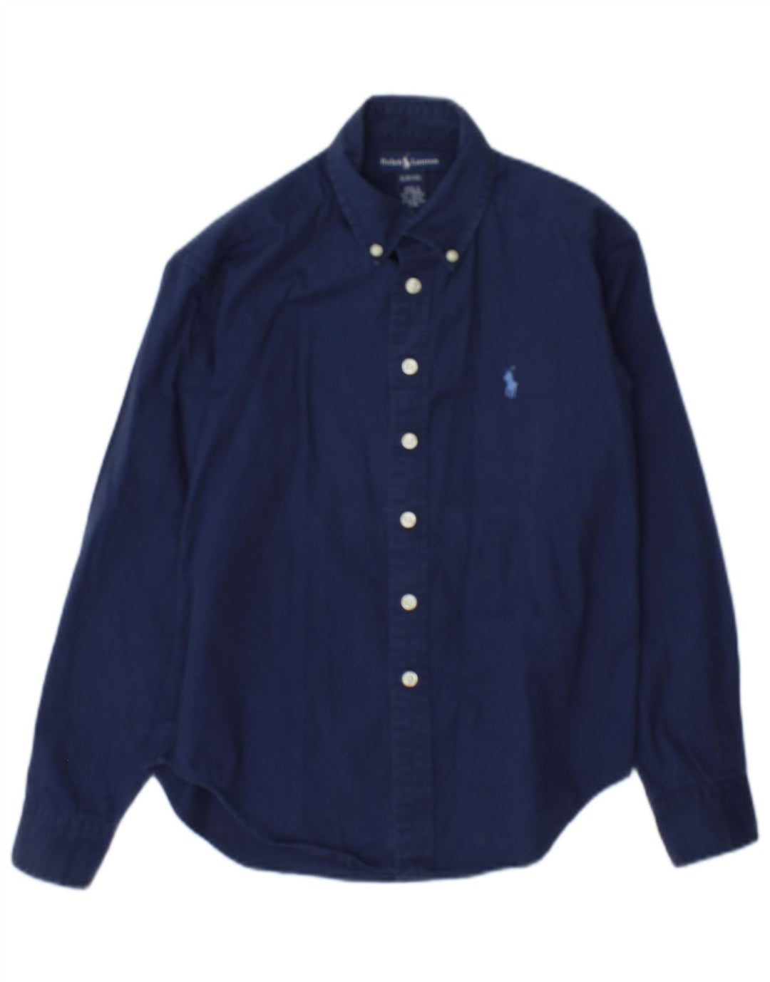 Camisa masculina Ralph Lauren 8-9 anos pequena algodão azul marinho