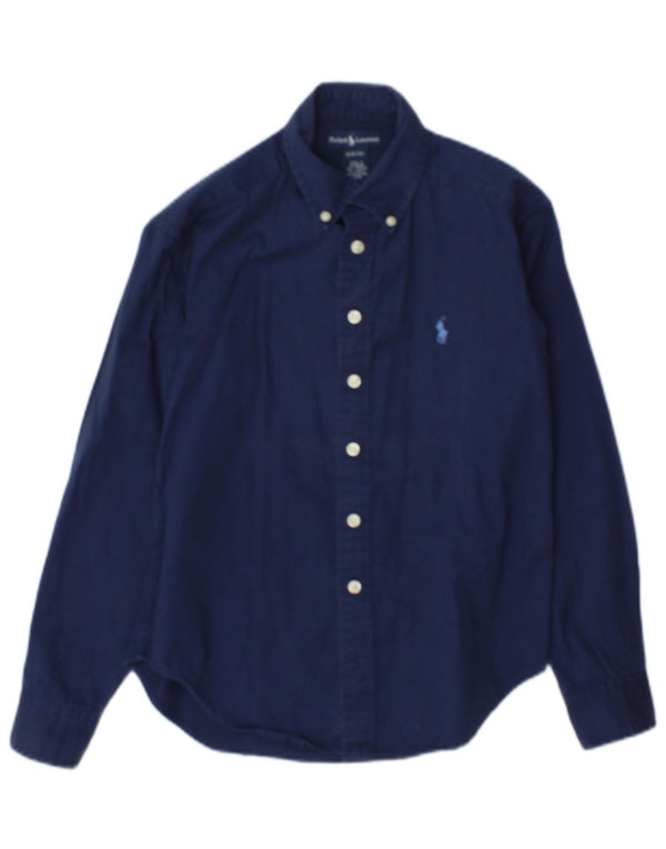 Camisa masculina Ralph Lauren 8-9 anos pequena algodão azul marinho