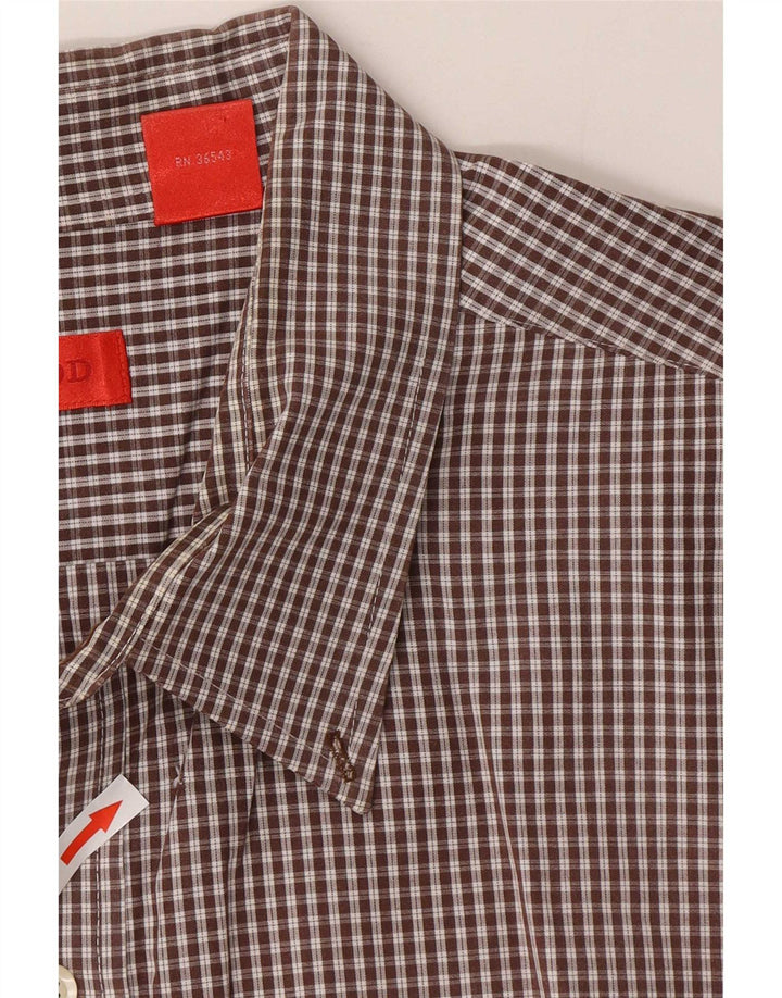 Camisa masculina Izod 3XL algodão guingão marrom