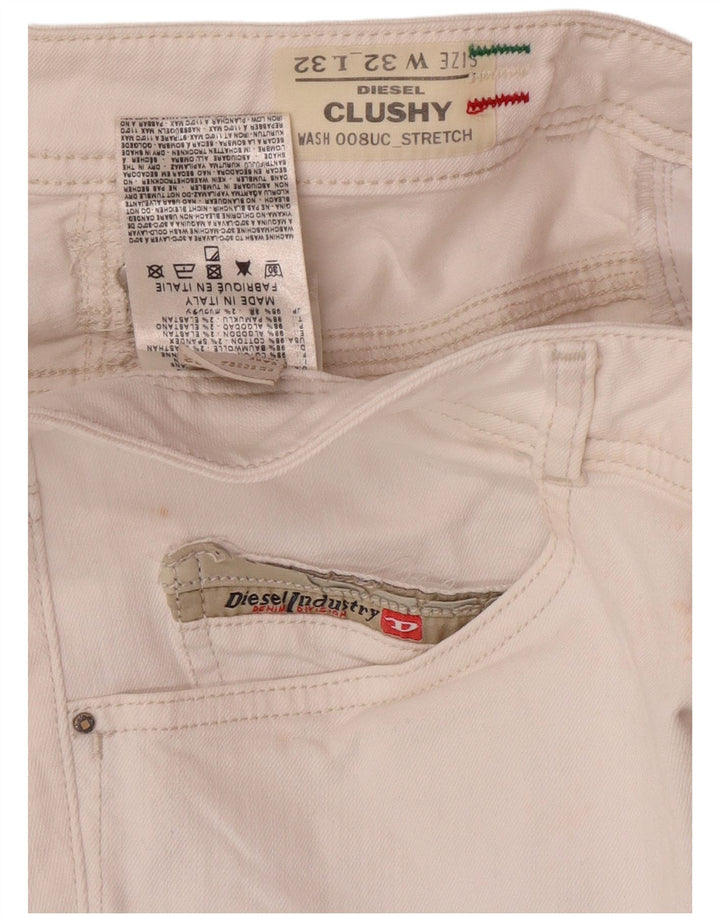 DIESEL Calça jeans feminina Clushy Slim W32 L32 algodão branco