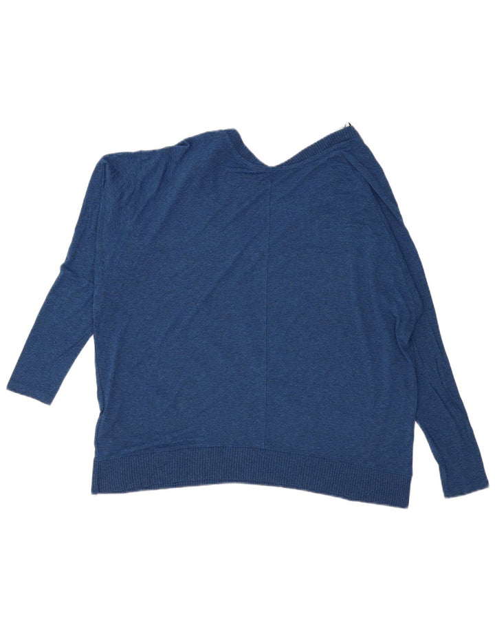 Zara Top feminino oversized manga comprida Reino Unido 14 Viscose azul médio