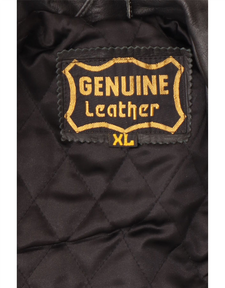 Jaqueta de couro masculina VINTAGE UK 42 XL couro colorblock preto