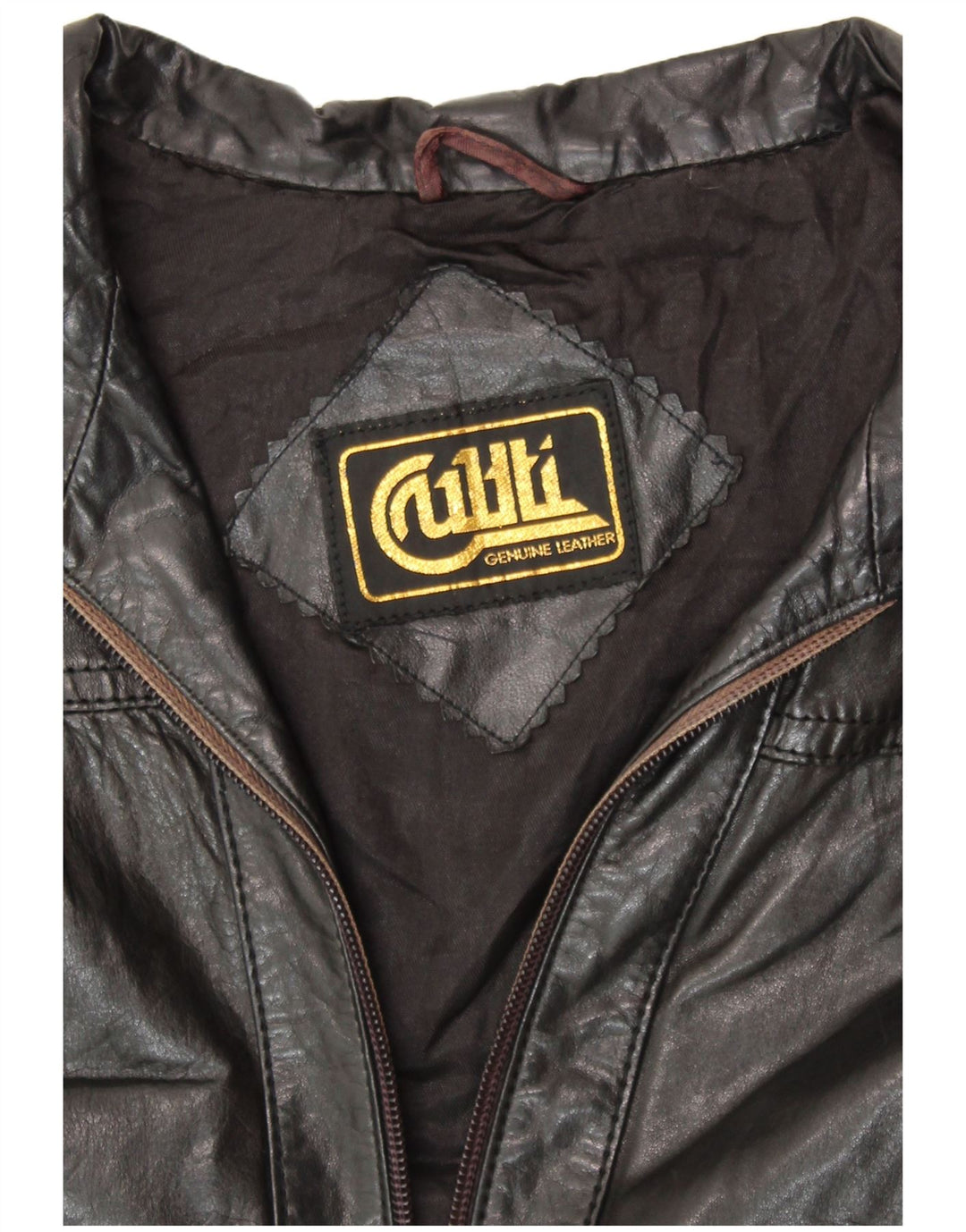 Jaqueta de couro feminina VINTAGE UK 14 couro preto médio