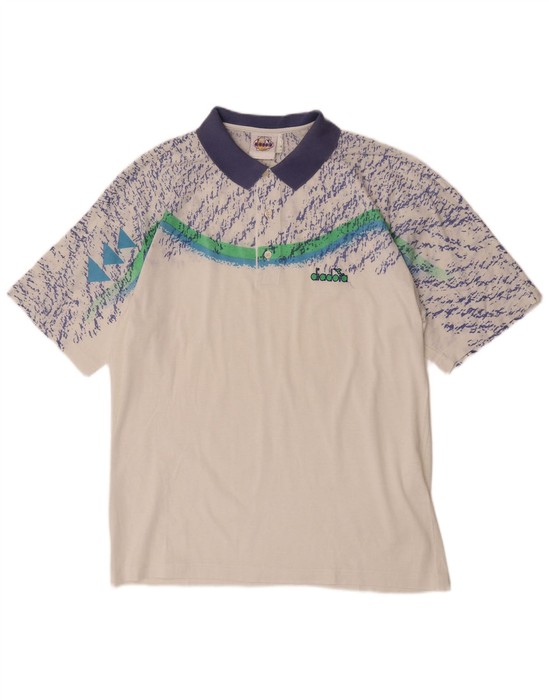 Camisa polo masculina Diadora de manga curta com padrão abstrato IT 52 grande branca
