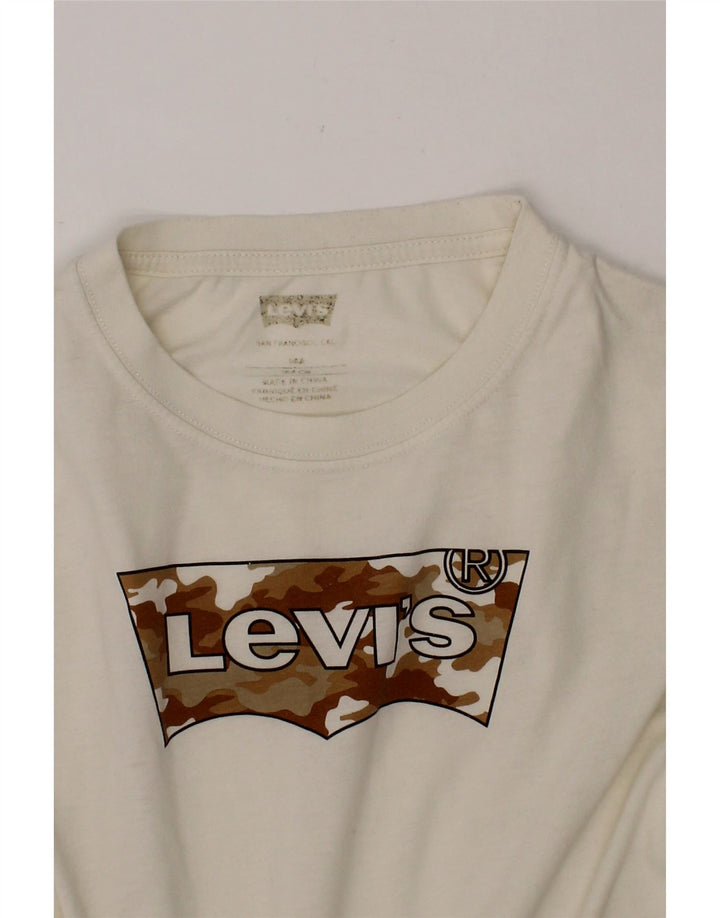 LEVI'S Boys Graphic T-Shirt Top 13-14 Years Off White Cotton Vintage Levi's and Second-Hand Levi's from Messina Hembry 