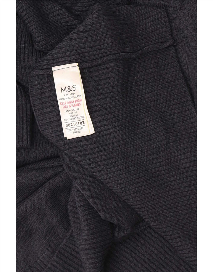 Suéter feminino Marks & Spencer com gola redonda Reino Unido 12 médio azul marinho