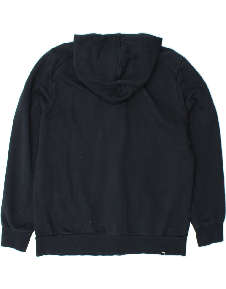 PUMA Mens Graphic Zip Hoodie Sweater Large Navy Blue Cotton Vintage Puma and Second-Hand Puma from Messina Hembry 