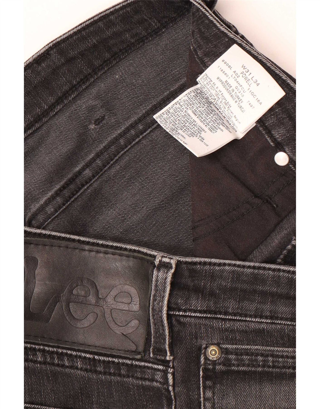 Lee Mens Jeans Slim W31 L34 Algodão Preto