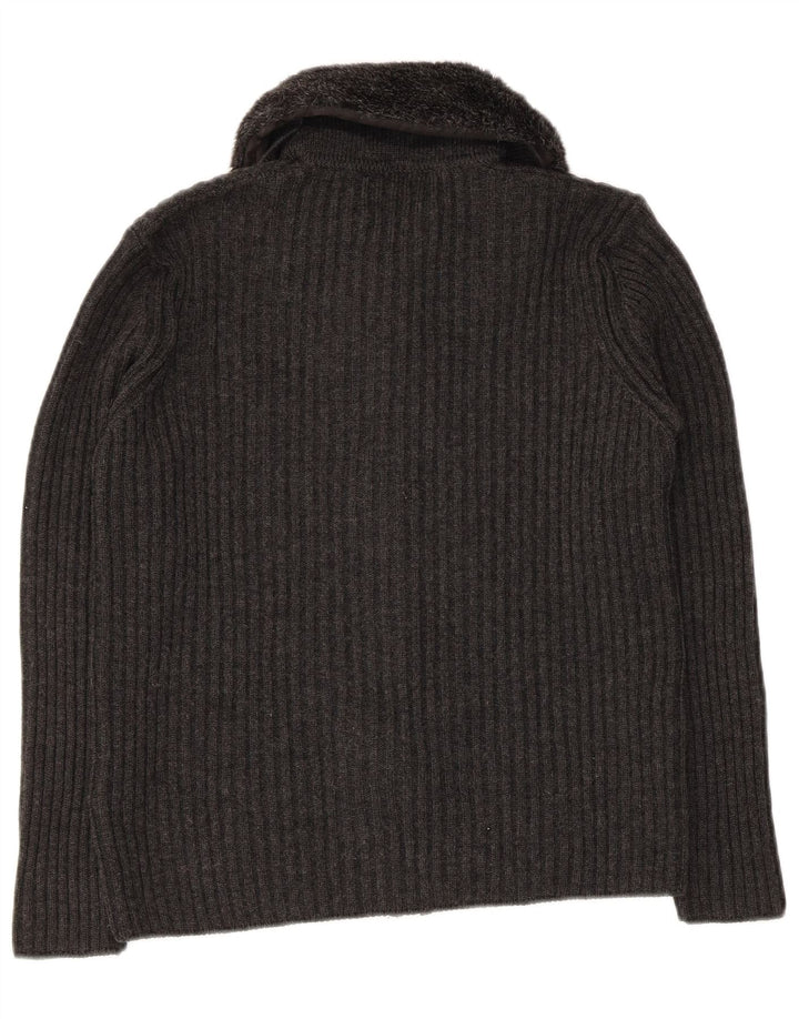 Suéter cardigã feminino Marks & Spencer Reino Unido 12 cinza médio acrílico