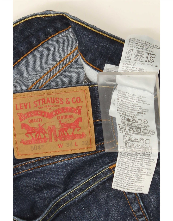 Calça jeans feminina Levi's 504 Straight W34 L32 azul algodão