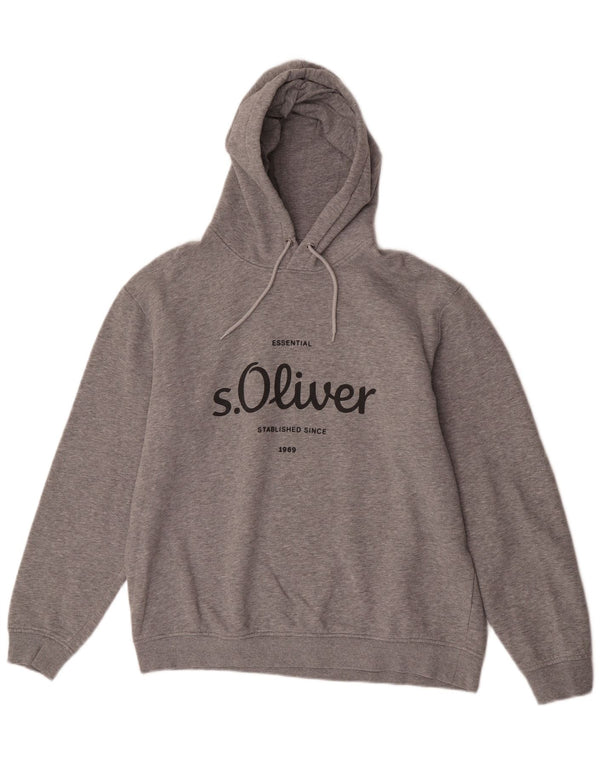 S.Oliver Mens Graphic Hoodie Jumper XL Algodão Cinza