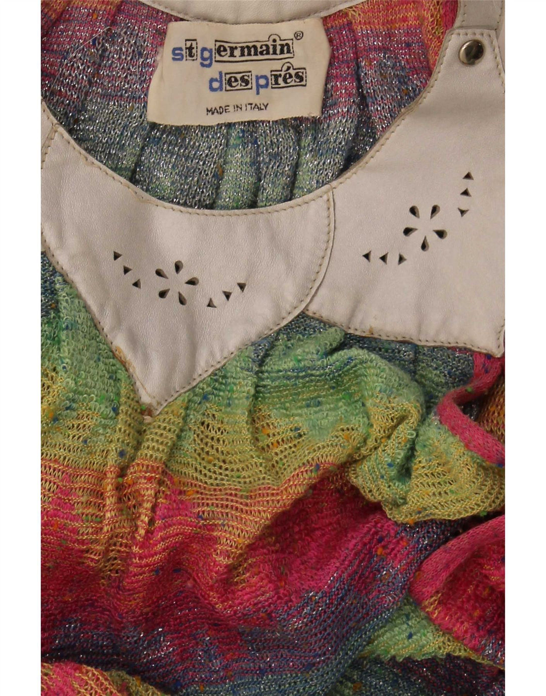 Vestido básico feminino vintage sem mangas UK 12 médio listrado multicolorido