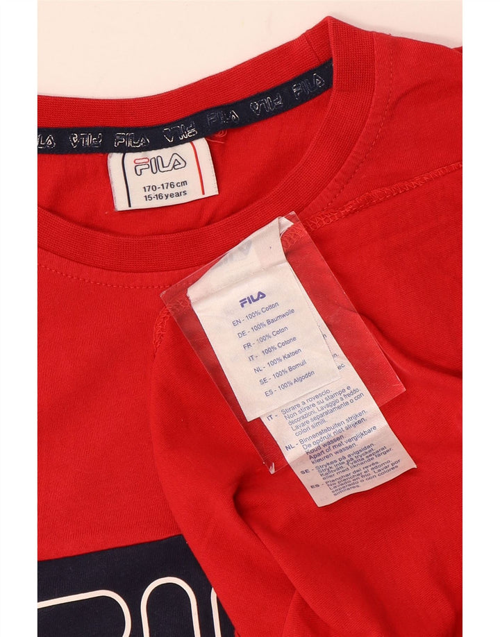 Camiseta Fila Meninos Graphic 15-16 Anos Vermelho Algodão Colorblock