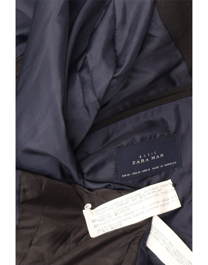 Jaqueta blazer masculina Zara com 2 botões EU 50 poliéster preto médio