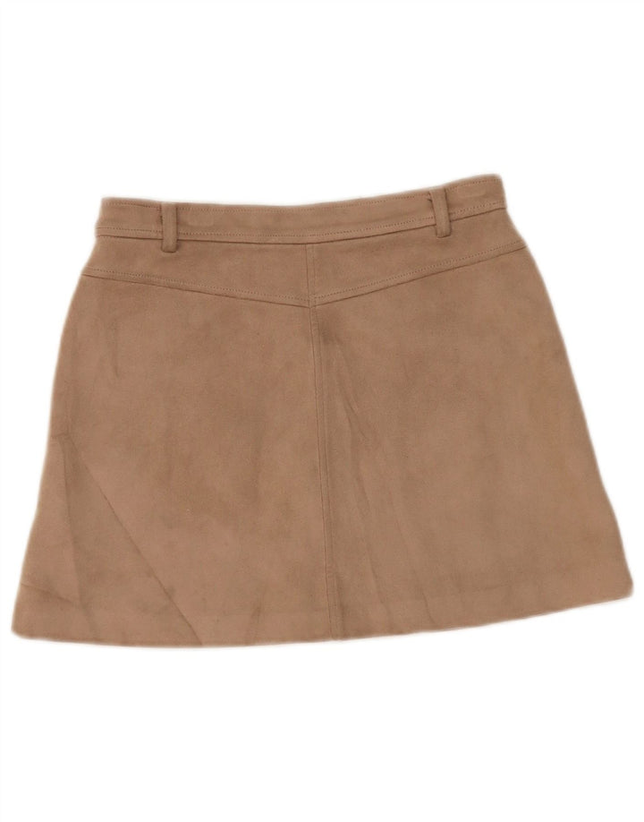 Mini saia feminina Zara pequena W27 poliéster marrom