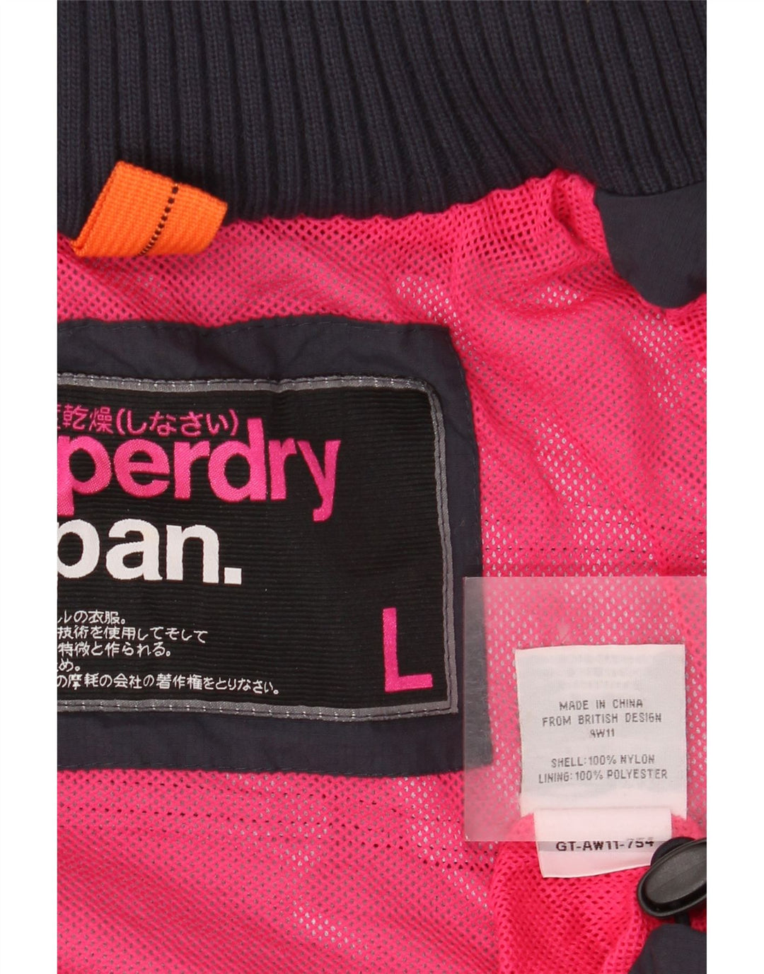 Jaqueta de chuva feminina SUPERDRY com capuz gráfico Reino Unido 16 grande azul marinho nylon