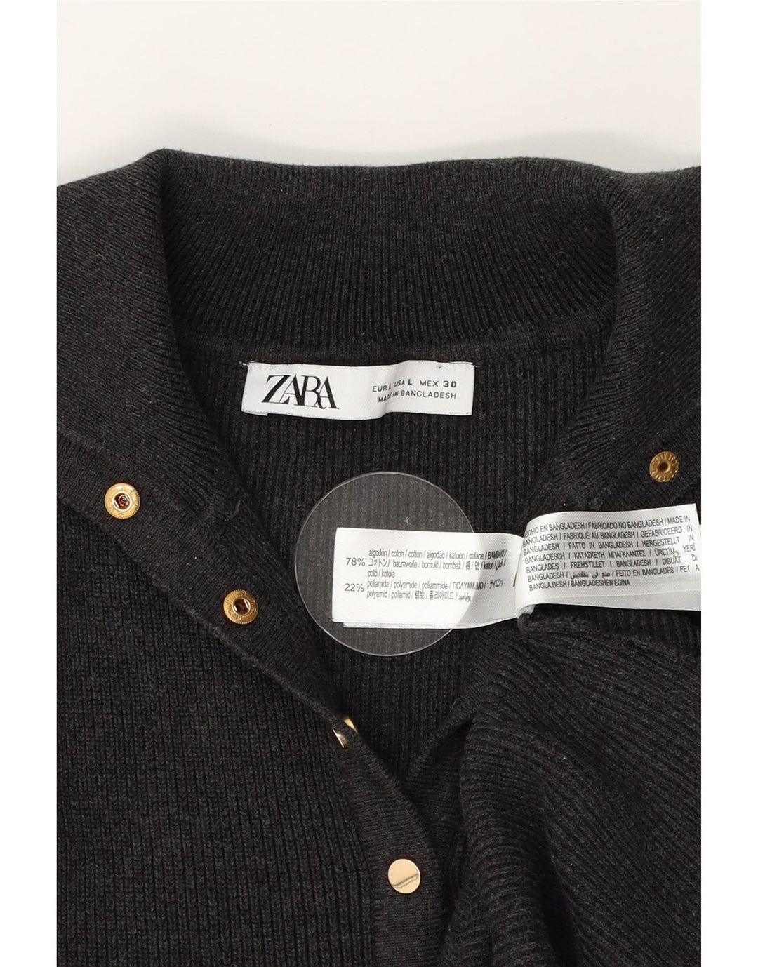 ZARA Womens Roll Neck Jumper Sweater UK 14 Large Grey Cotton Vintage Zara and Second-Hand Zara from Messina Hembry 