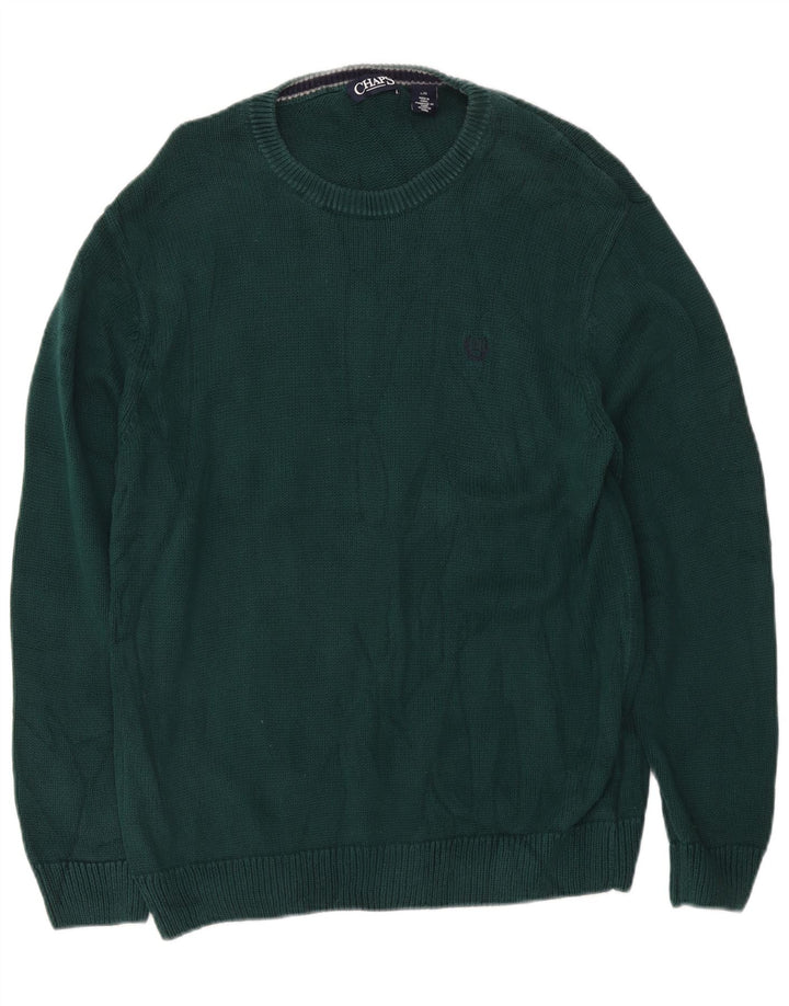 Suéter masculino Chaps com gola redonda e ajuste regular, algodão verde grande
