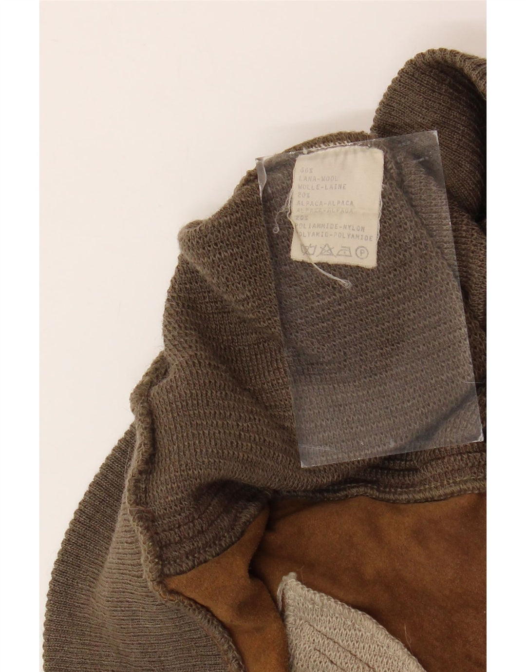 Suéter masculino VINTAGE com gola redonda e lã geométrica marrom grande