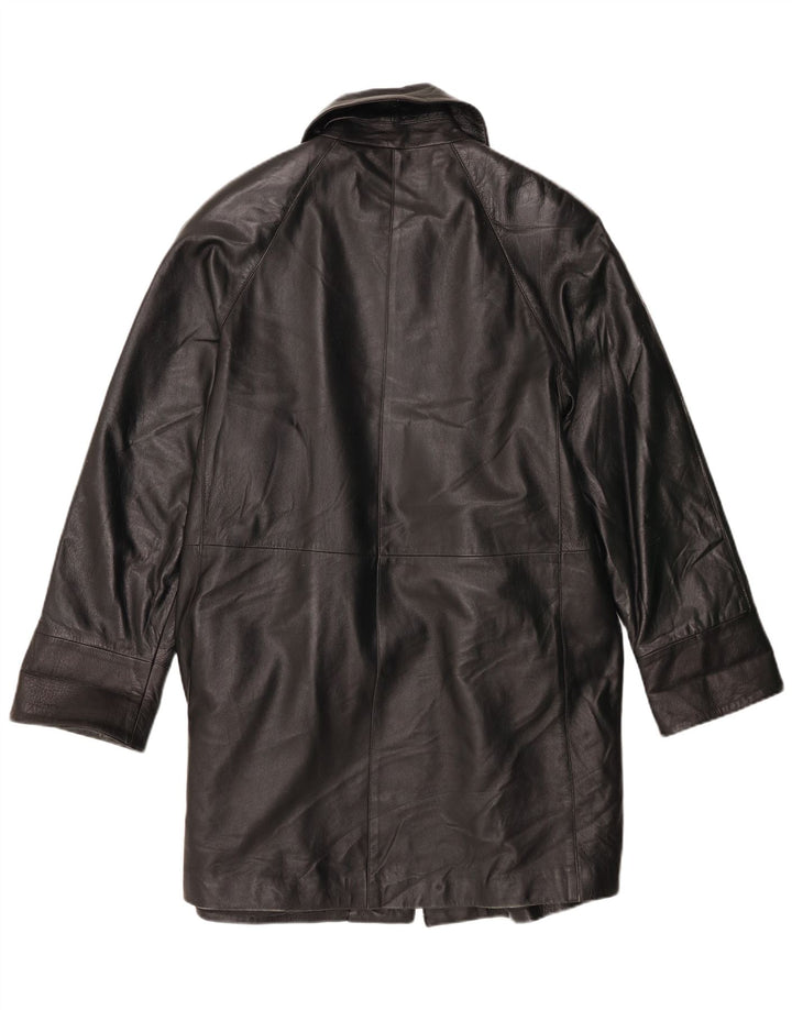 Casaco de couro feminino vintage IT 42 couro preto médio