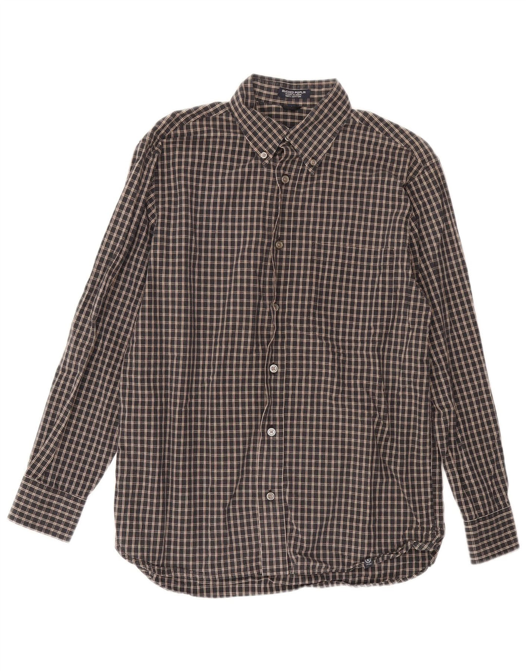 Camisa masculina IZOD pequena xadrez azul marinho de algodão