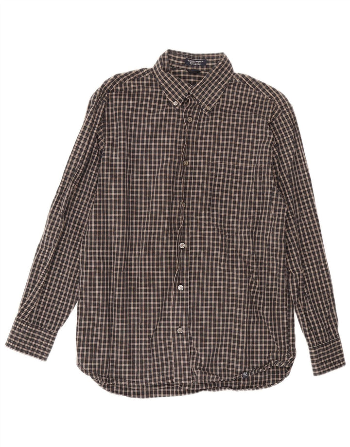 Camisa masculina IZOD pequena xadrez azul marinho de algodão