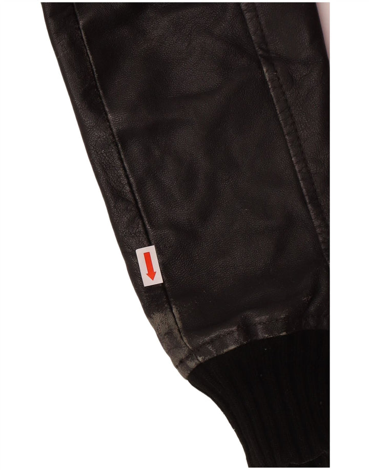 Jaqueta de couro feminina XDYE Reino Unido 10 motociclista de couro preto pequeno