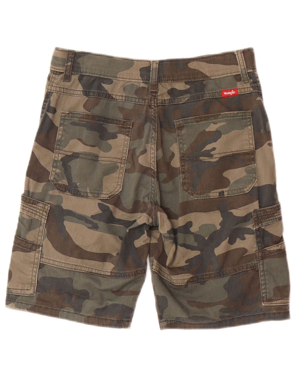 Shorts cargo Wrangler Boys 13-14 anos W26 algodão camuflado verde