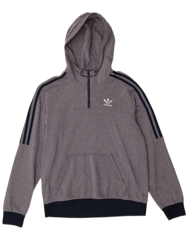 Adidas Mens Zip Neck Hoodie Jumper Pequeno Azul Marinho Colorblock Algodão