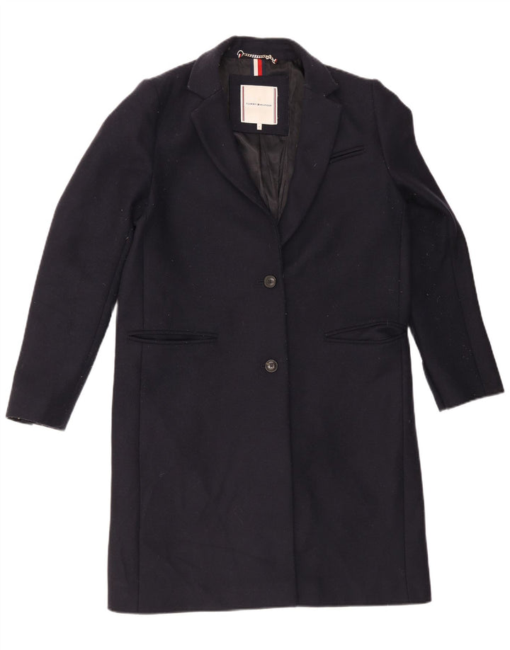 Sobretudo feminino Tommy Hilfiger US 8 médio lã azul marinho