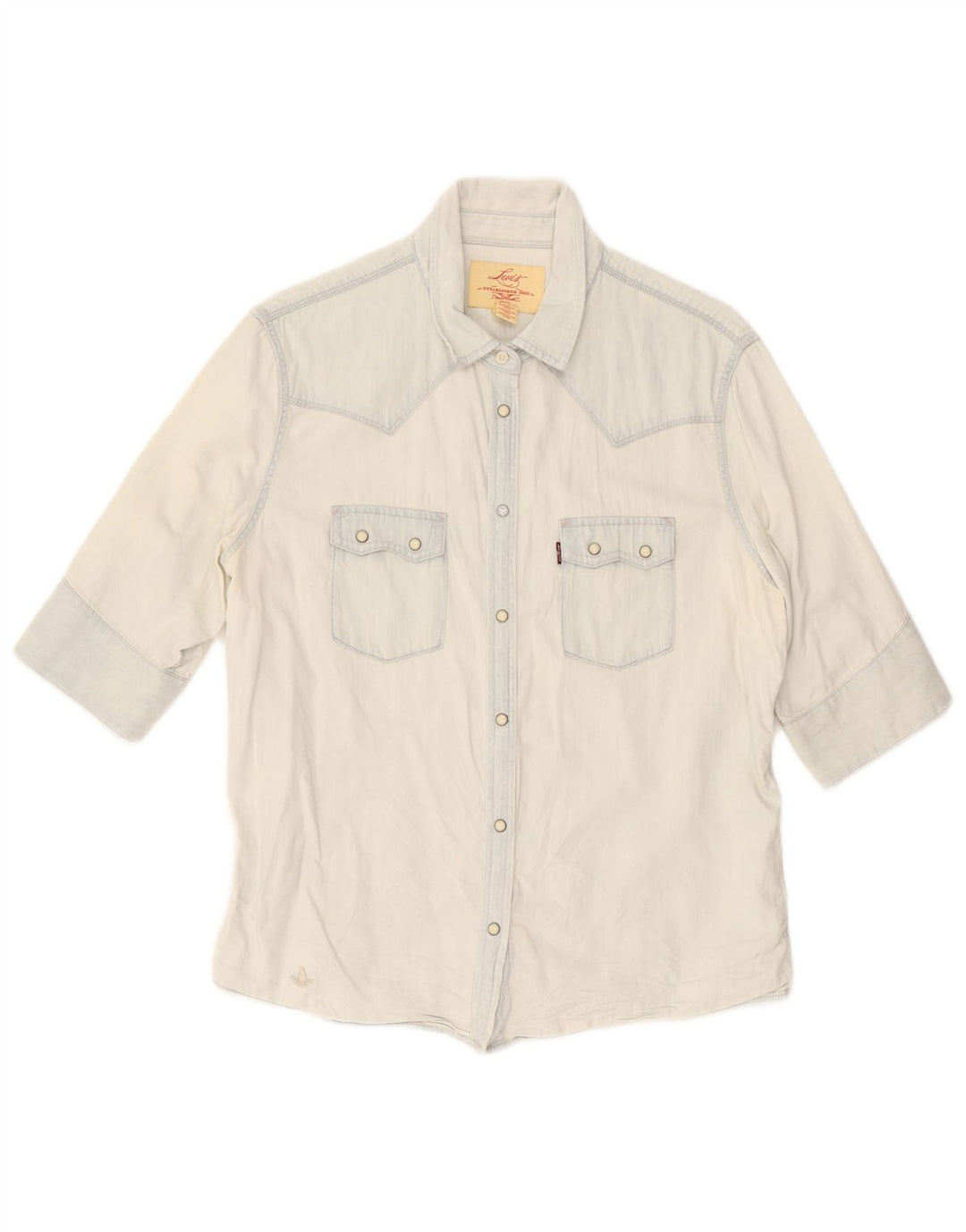 Camisa jeans feminina de manga curta Levi's UK 16 grande azul