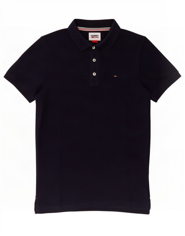 Camisa polo masculina Tommy Hilfiger média algodão azul marinho