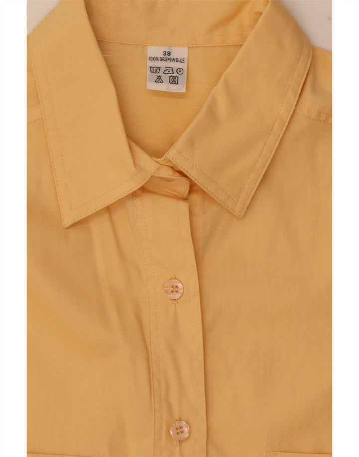 Camisa feminina vintage folgada UE 38 algodão amarelo médio