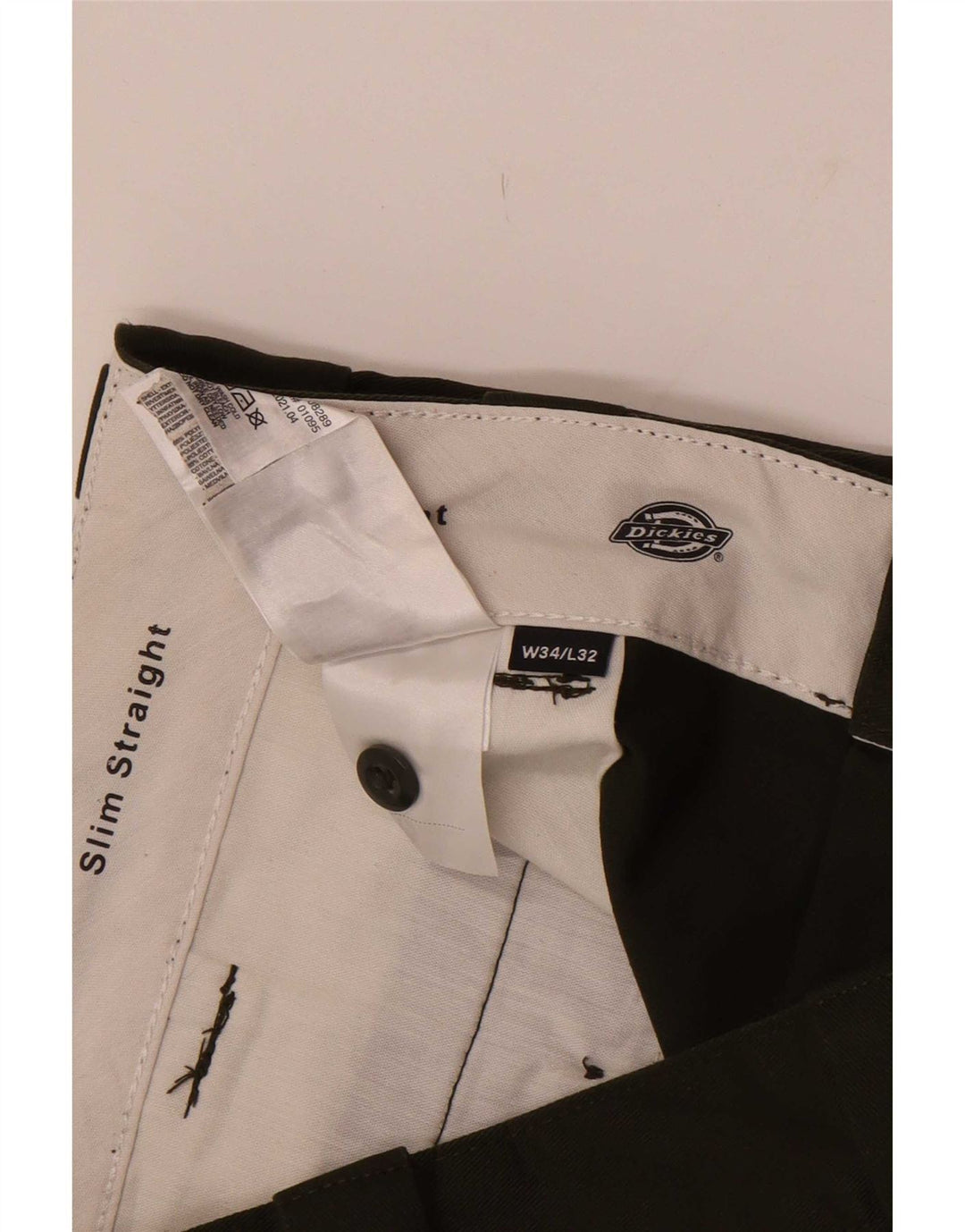 Calças Chino Masculinas Dickies Slim Straight W34 L32 Poliéster Cáqui