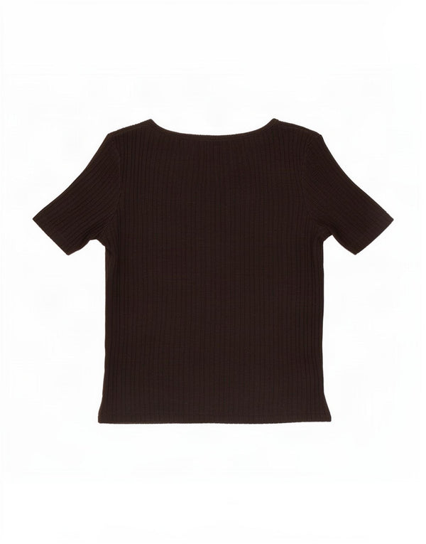 Blusa feminina Zara Top UK 10 pequeno algodão preto
