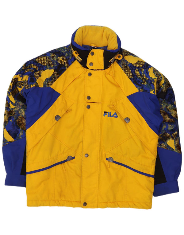 Fila Mens Hooded Ski Jacket IT 46 Small Yellow Colourblock Poliéster Esportes
