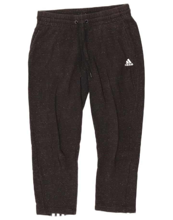 Calça de treino feminina ADIDAS Reino Unido 12/14 cinza médio manchado de algodão