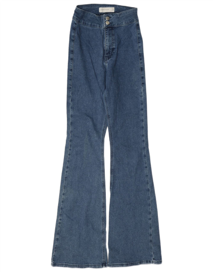 Topshop feminino cintura alta queimado jeans W26 L32 algodão azul