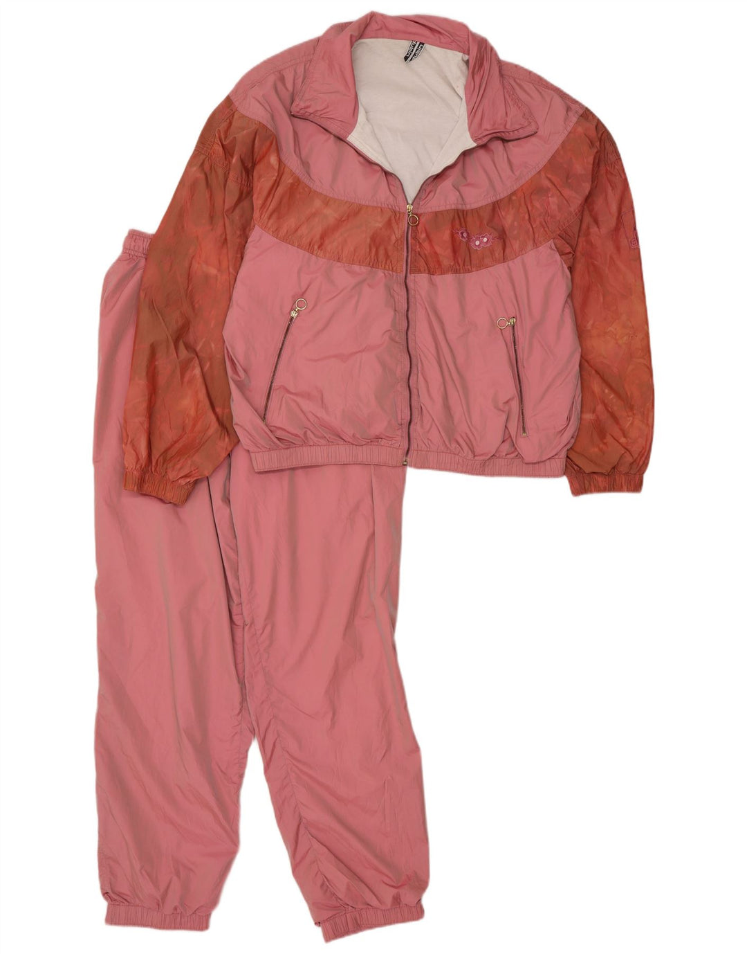 Fato de treino completo feminino Dubin Reino Unido 14 médio rosa colorblock poliamida retrô