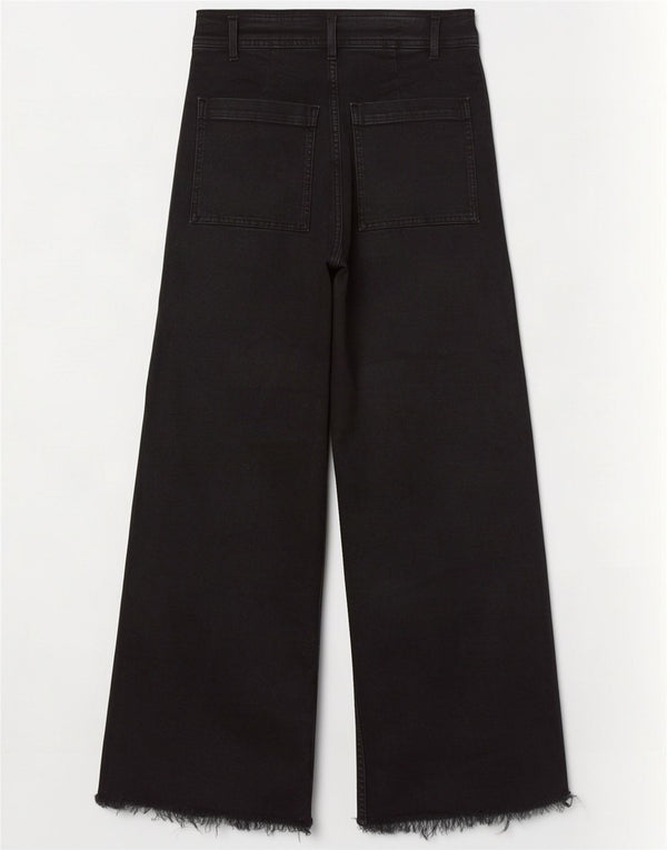 Zara Jeans feminino de perna larga EU 38 pequeno W28 L28 algodão preto