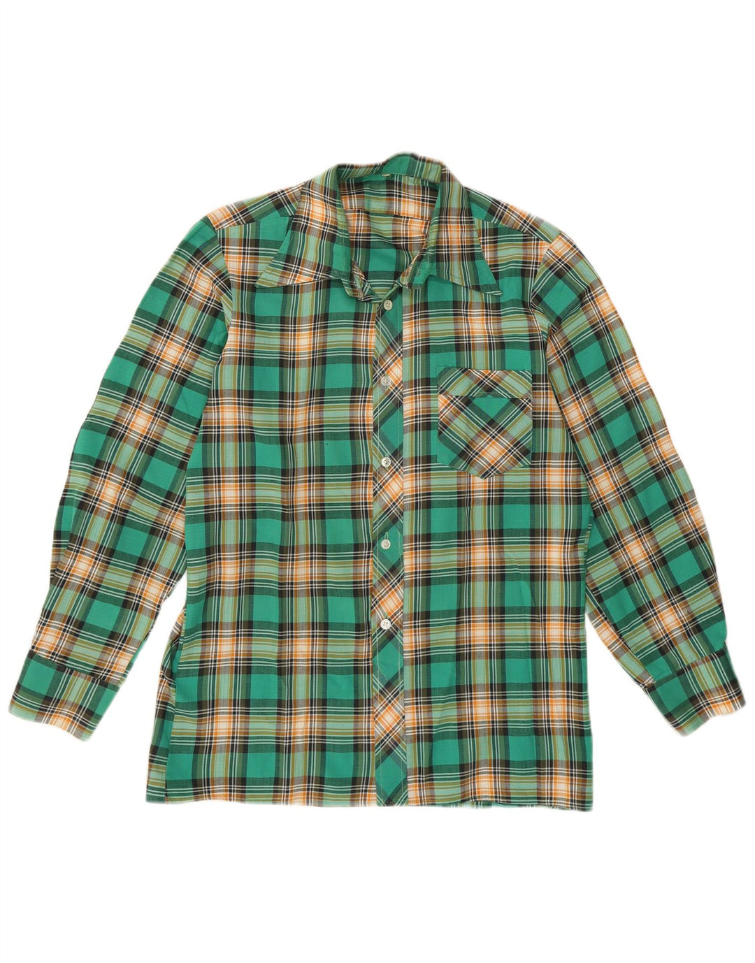 Camisa xadrez masculina vintage pequena xadrez verde