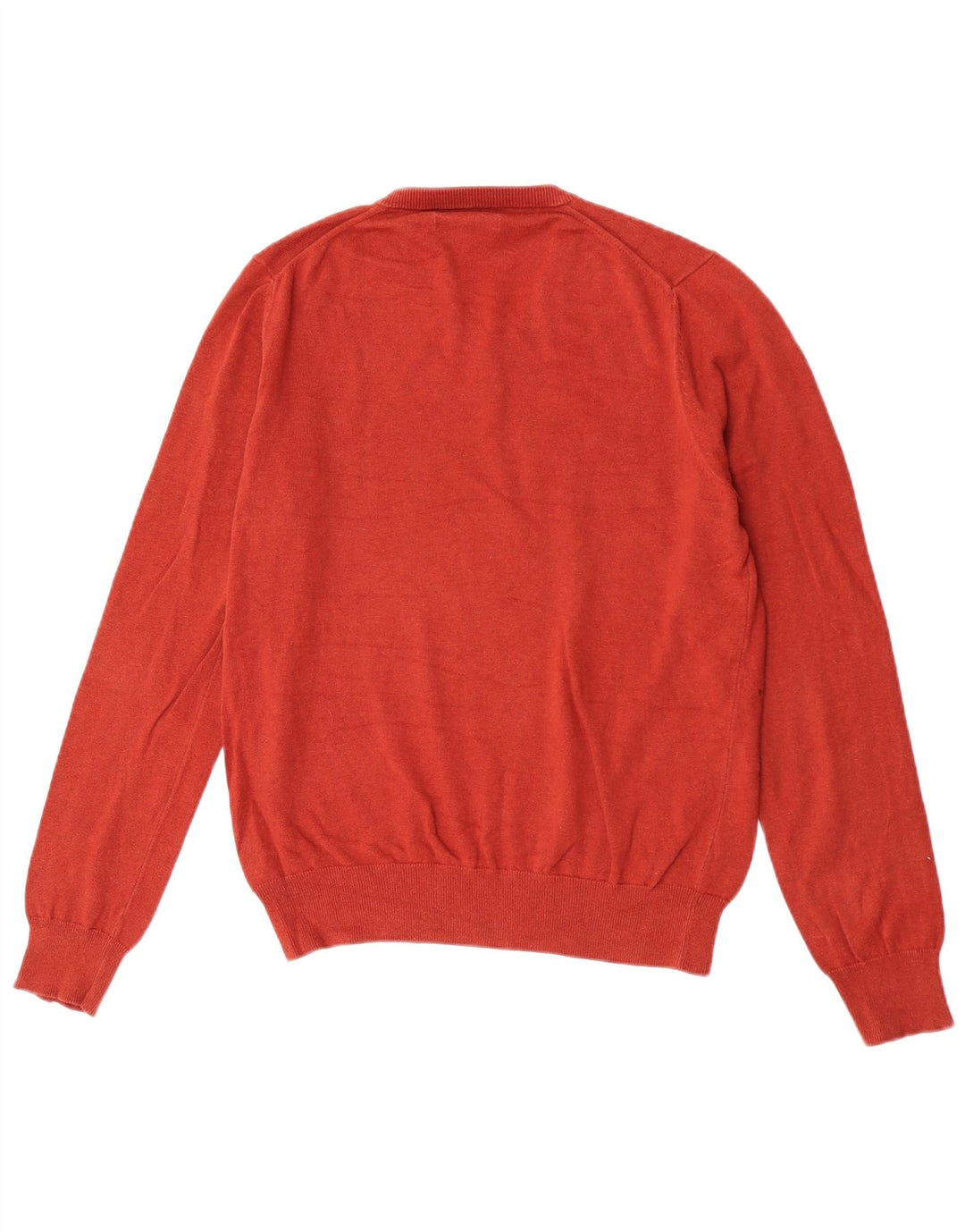Suéter masculino Marks & Spencer com decote em V, algodão vermelho médio
